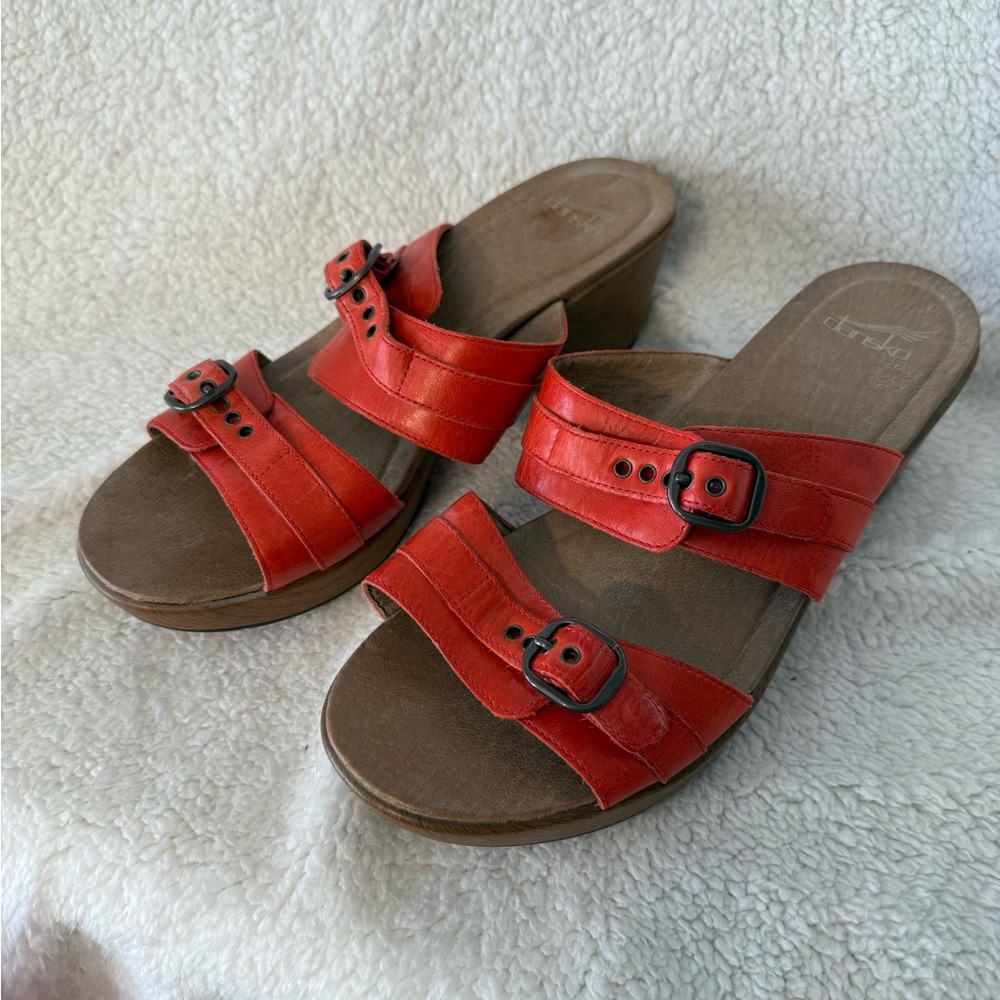 Stylish Red Leather Women's Sandals